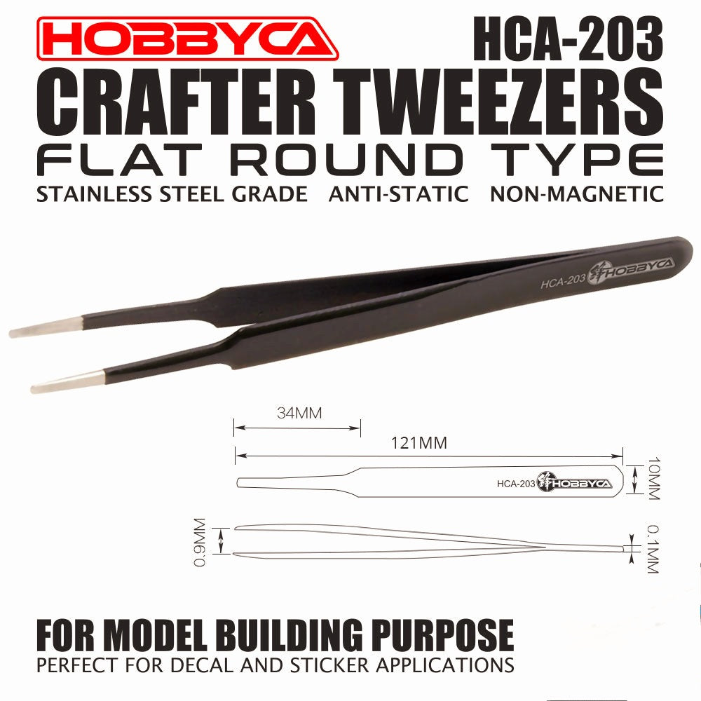 HOBBYCA HCA-203 CRAFTER TWEEZERS FLAT ROUND TYPE PLASTIC MODEL DECAL STICKER TECHVRON Toys & Games Hobby Singapore