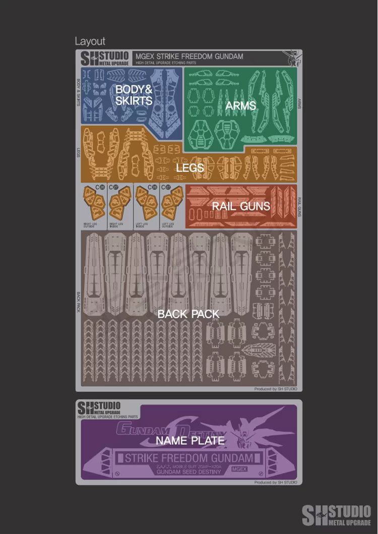 SH STUDIO MGEX STRIKE FREEDOM METAL UPGRADE ETCHING PARTS